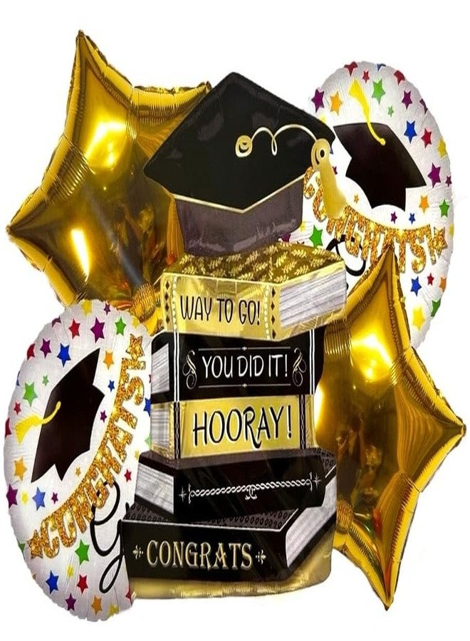 Atpata Funky Happy Graduation You Did It Hooray Textbooks Foil Balloon Set for Grad Day Parties, Convocation Ceremonies, Passing Out Events - Image 1